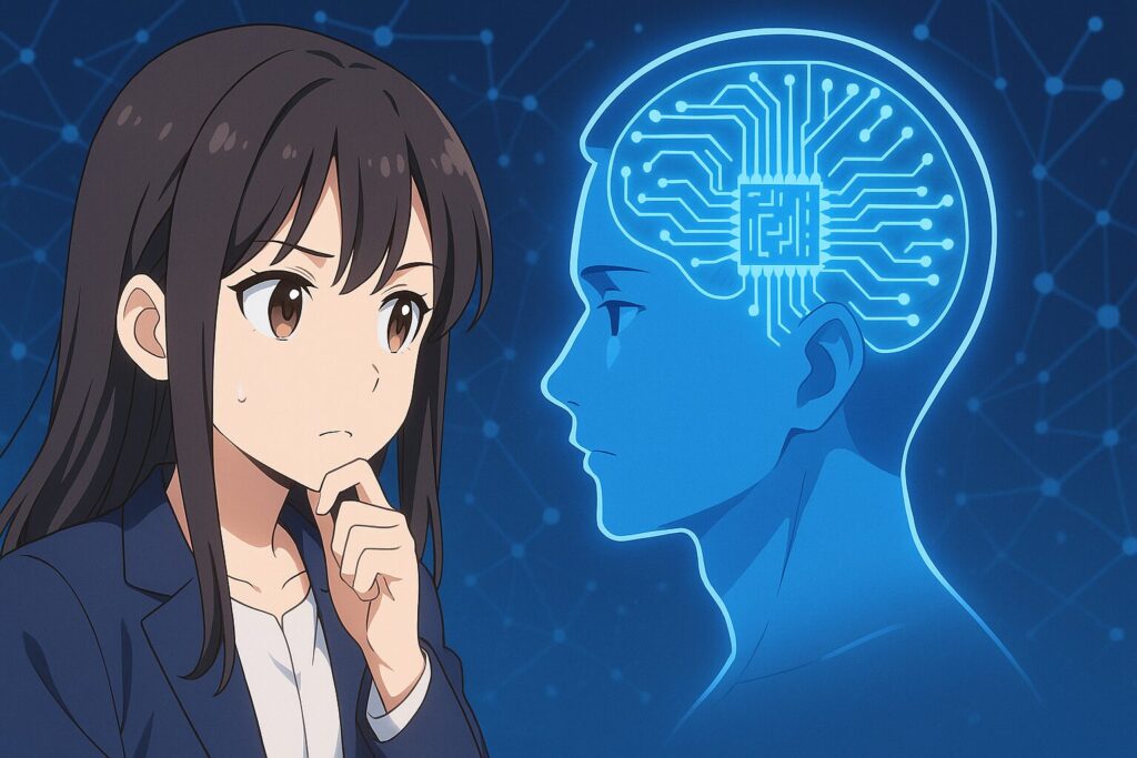 相手の心理を読み解くAIのイメージイラスト